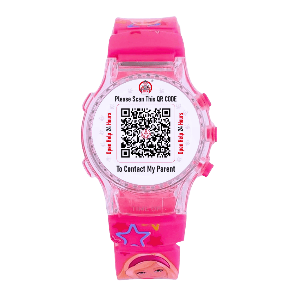 Child Safety Wrist Watch with QR Code Tag